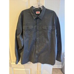 WRANGLER Grey Long Sleeve Denim Shirt Western Worker  Cowboy Men's Size XL